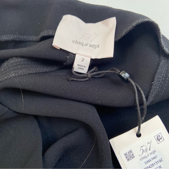 NWT Cinq à Sept Diana black pants with silver hardware - Picture 9 of 9